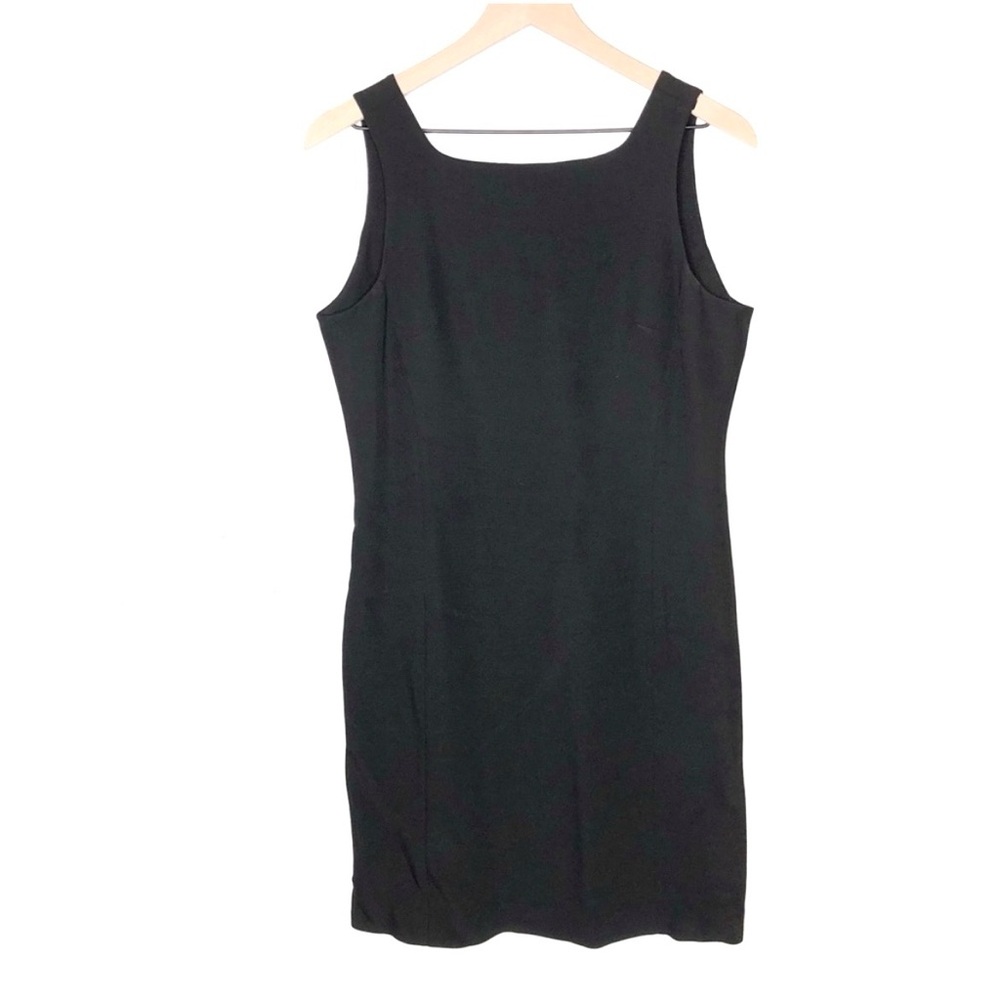 Giorgio Armani Black Sheath Dress Wool Blend Sleeveless LBD Career Cocktail Sz 6